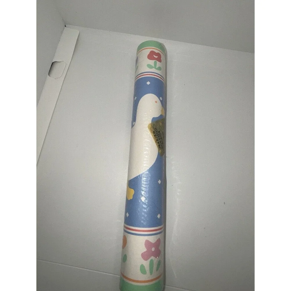 Vintage 80's Waverly Wallcovering Blue and White Goose Wall Border Non-Pasted